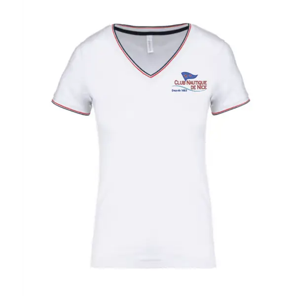 K394 - T-shirt maille piquée col V femme - Différents coloris Couleur BleuTaille S